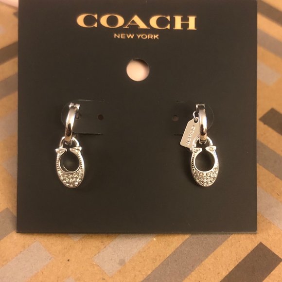 Signature C Huggie Earrings Silver F29820 - Picture 1 of 6